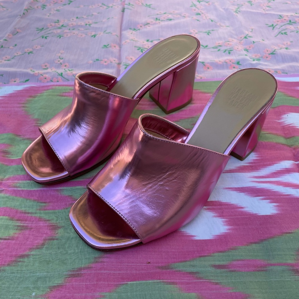 Maryam Nassir Zadeh Pink Metallic Mar Mule Sandal